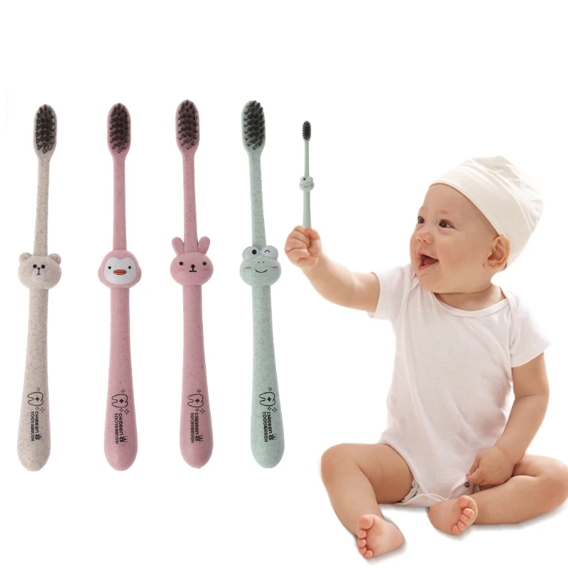 

Baby Toothbrush Natural Wheat Straw Cartoon Toddler Kid Newborn Dental Oral Care