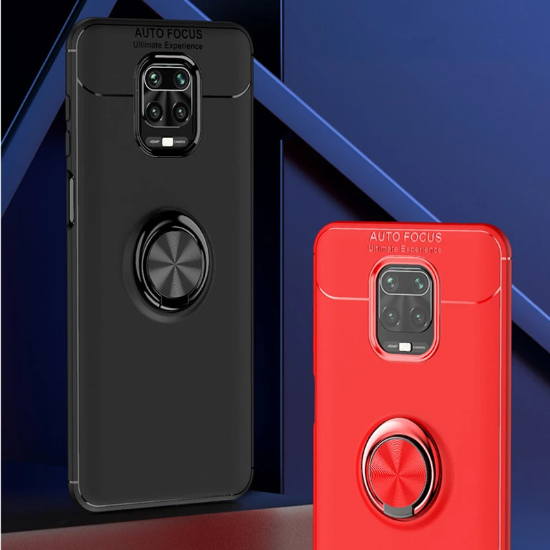 Премиум Магнитный чехол Xiaomi Redmi Note 9 Pro S с кольцом и подставкой силиконовый для 9S