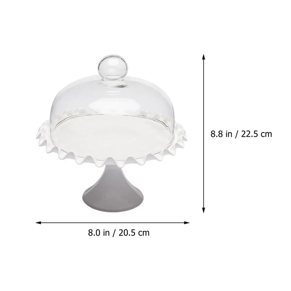 

1 Set Transparent Cake Glass Cover Tray Kit Cake Display Glass Lid Tray (White)