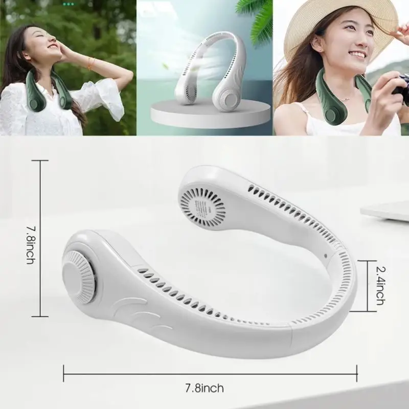 

Mini Neck Fan Portable Bladeless USB Rechargeable Mute Sports Fans 360 Degree Lazy Neckband Cooling 4000mah Summer Fan