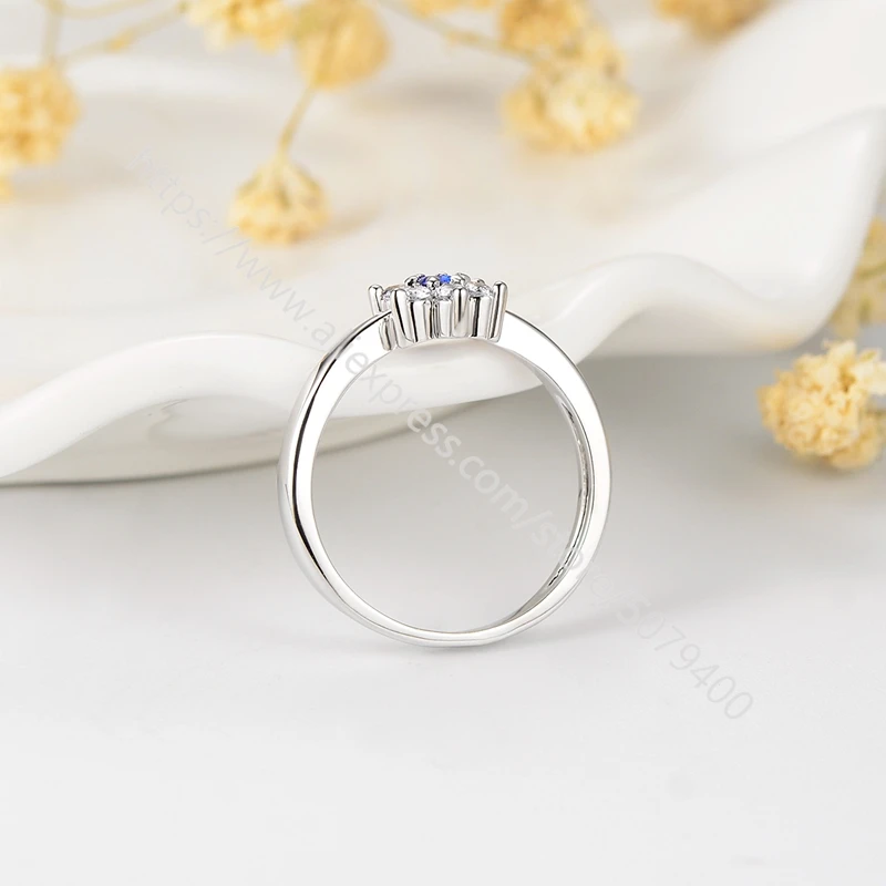 

Royal dainty Sapphires Ring blue cubic zircon Ring Engagement Ring Wedding Ring white gold plated Anniversary Promise CZ Rings