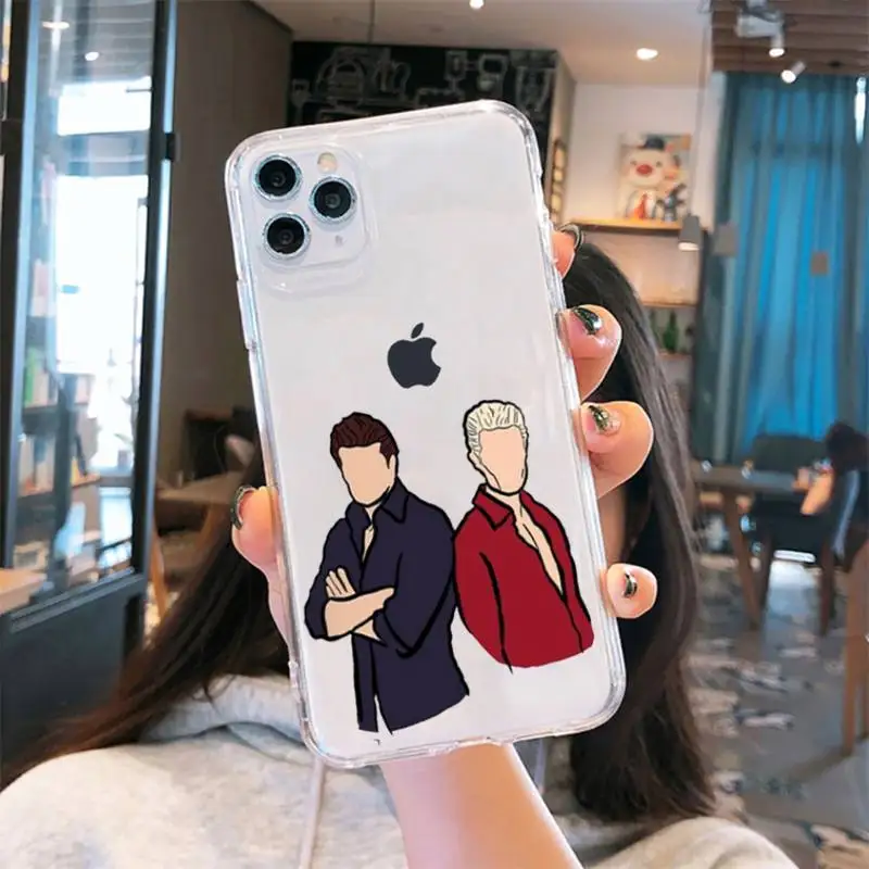 

The Vampire Diaries Damon CARTOON ART Phone Case Transparent for iPhone 6 7 8 11 12 s mini pro X XS XR MAX Plus cover funda