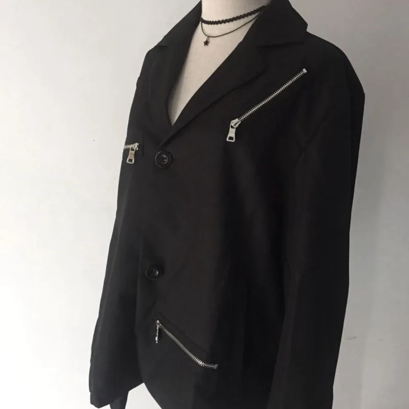 Готический Повседневный Женский блейзер с длинным рукавом и карманом на молнии