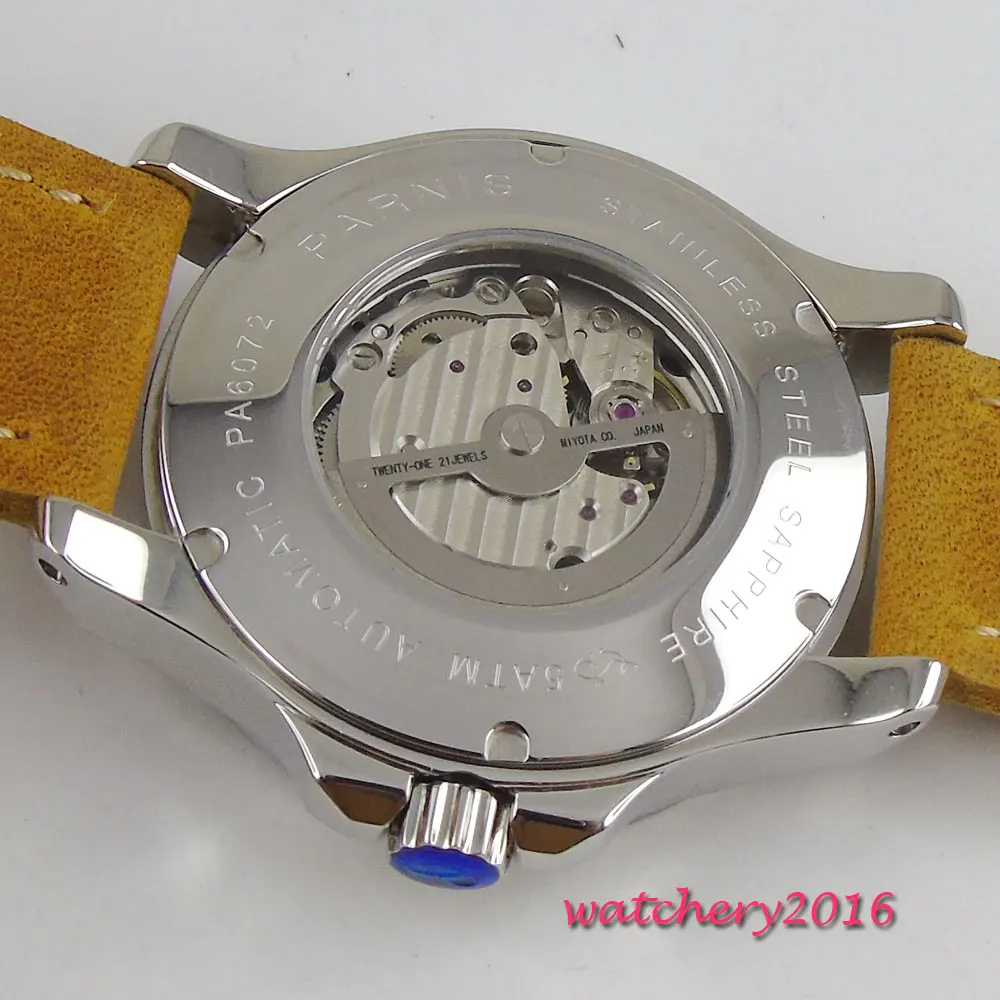 Мужские механические часы с синим циферблатом и сапфировым стеклом 44 мм|watch men|watch