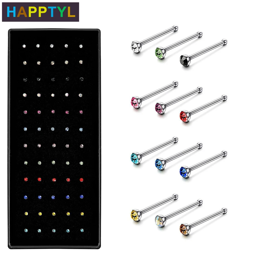 HAPPTYL 60 шт./компл. хирургическая сталь имитация стразы шпильки для пирсинга