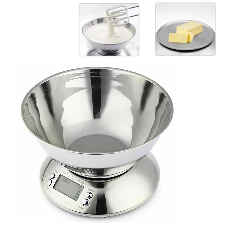 

Electronic Digital Scale 5KG Food Stainless Steel High Accuracy LCD Accurate Scale For Kitchen Weighing Scale Tools