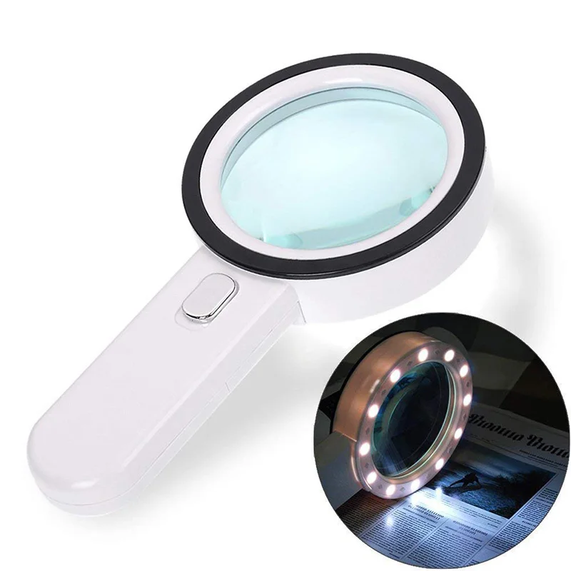

Magnifying Glass 20X, Large Magnifier with Light, LED Illuminated Handheld, Premium High Power Magnifying Glass for Reading Book