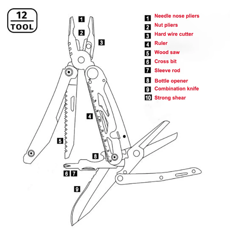 

Multifunctional Hunting Tool Knife 3CR13 Material Outdoor Adventure Self defense Survival Camping Hiking Tactics Pocket EDC Tool