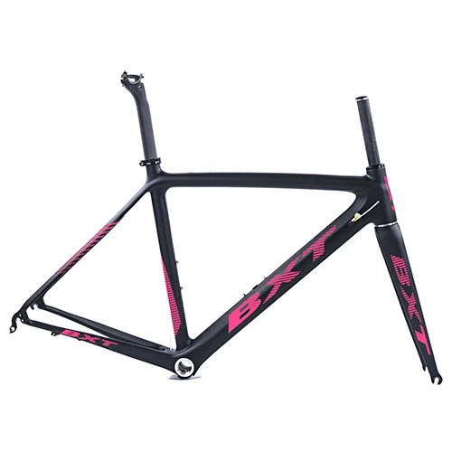 BXT pink logo Карбоновая рама для дорожного велосипеда Di2 и механический 500/530/550 мм, супер светильник, карбоновая рама для дорожного велосипеда+ вилка+ гарнитура, карбоновая рама для велосипеда - Цвет: BXT pink logo