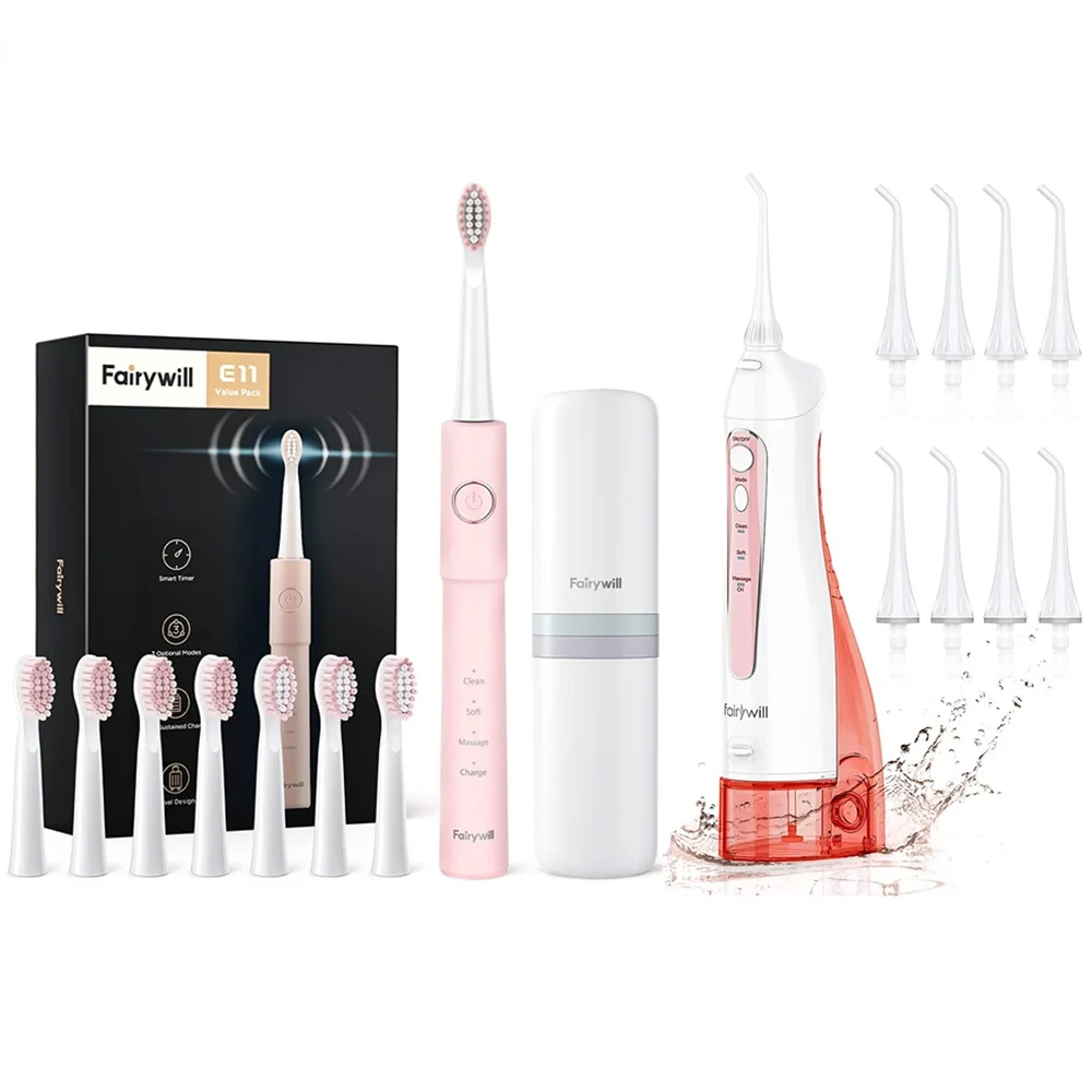 

Fairywill Water Flosser Large Water Tank Oral Irrigator Rechargeable Portable Dental 3 Modes Waterproof Teeth Cleaner for Teeth