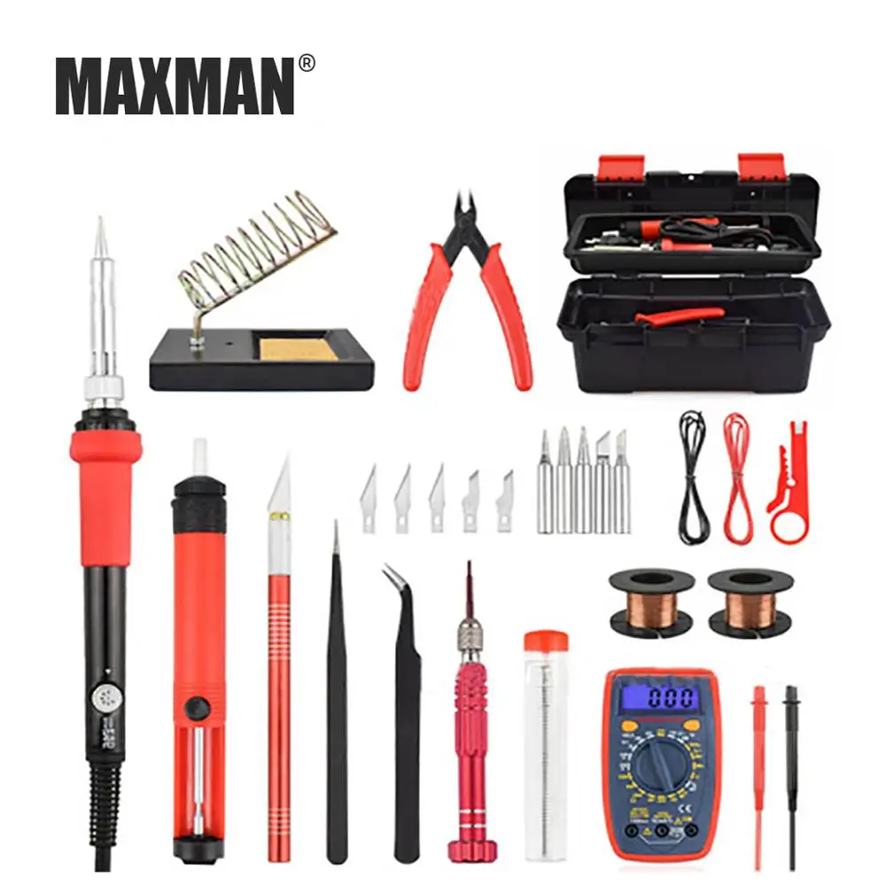 

MAXMAN 60W Thermostat Electric Soldering Iron High Power Temperature Soldering Iron Repair Internal Heating Welding Tool Set