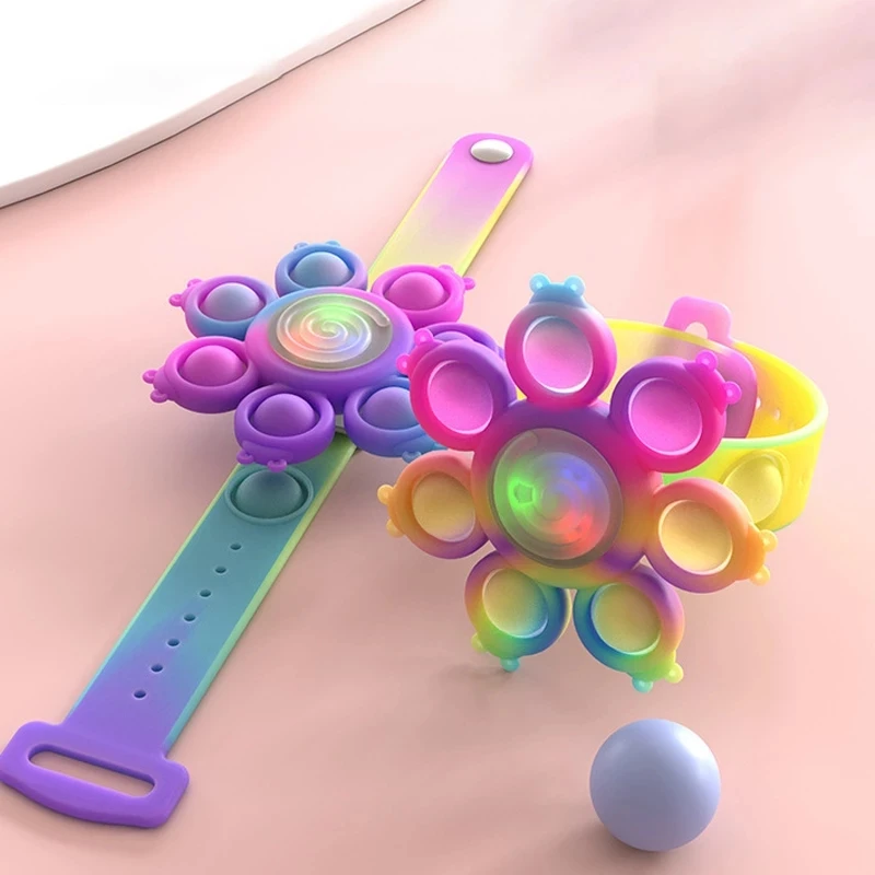 

octopus Spinning top Popping Fidget Toys Its Anti stress Wristband Whirl Light Silicagel Bracelet Kawaii Push Bubble Kids gifts