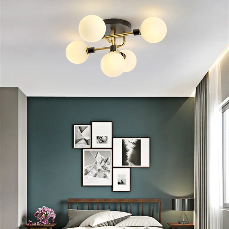 Новая Художественная креативная металлическая стеклянная лампа для спальни