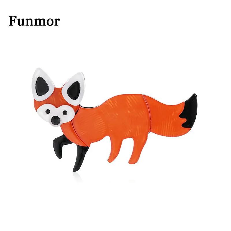 Маленькая акриловая брошь Funmor Kawaii в форме лисы оранжевые булавки животного для