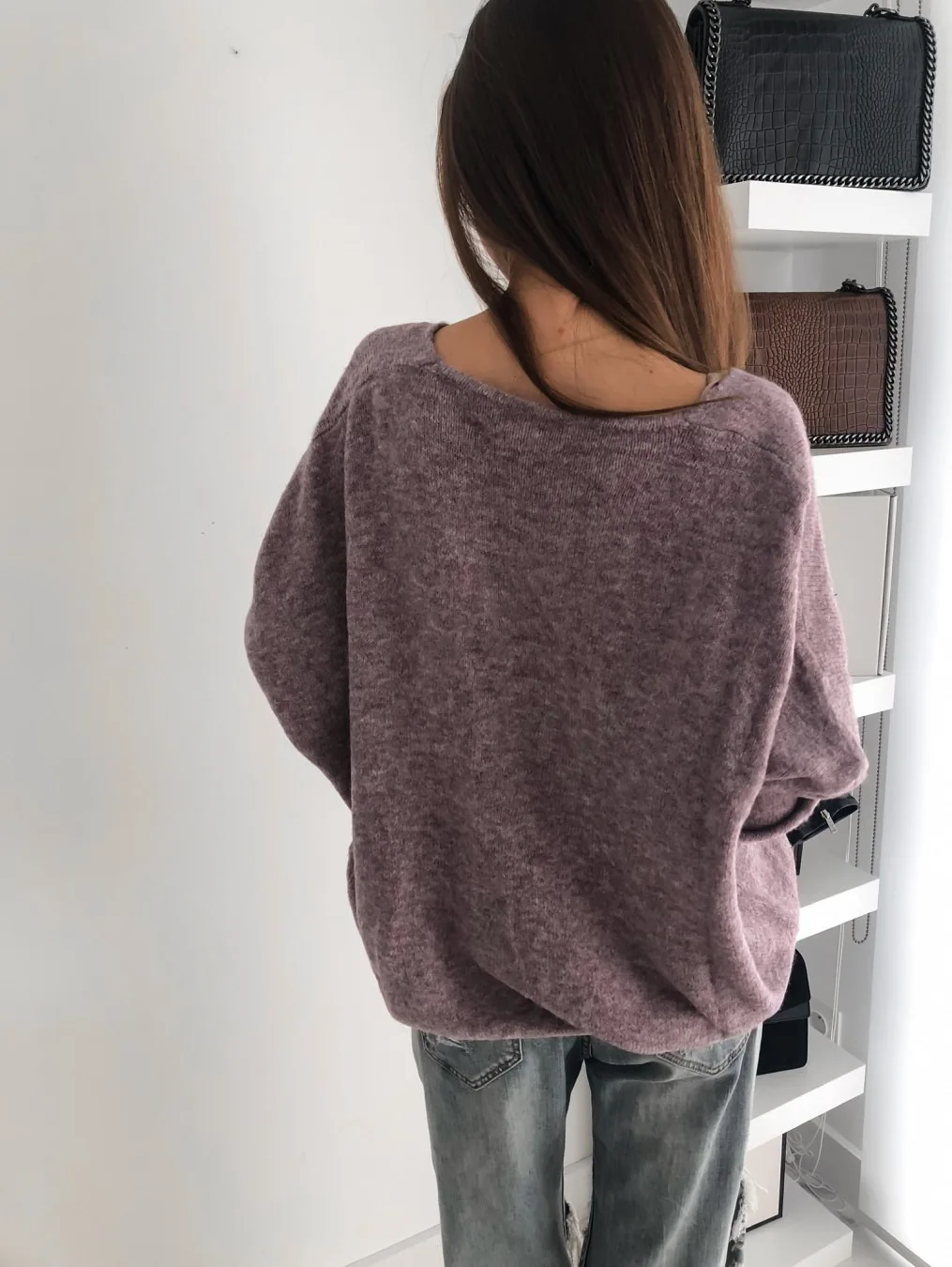 

Autumn European and American Women Sweaters Fashion Sexy Temperament Simple Candy Color V-neck Pullover Sweater Korean Tops