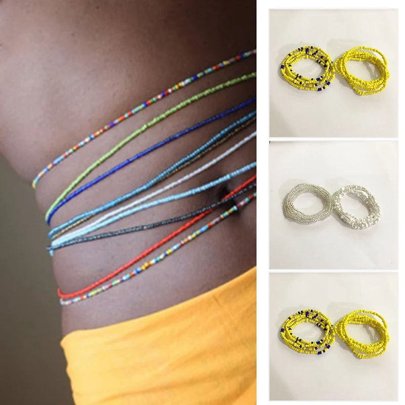 2 шт цепь Бикини живота Модные Ручной работы Бусины Браслет цепочка на талии