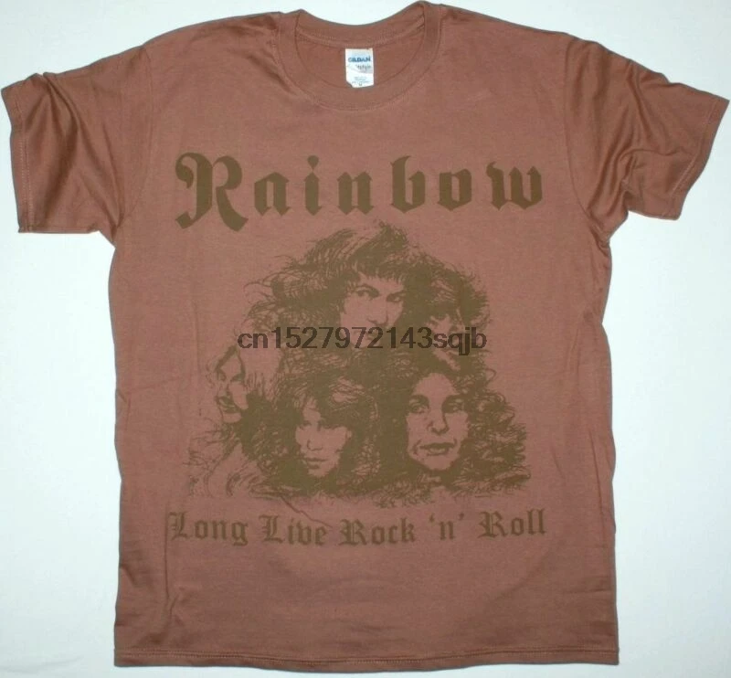 RAINBOW LONG LIVE ROCK'N'ROLL коричневая футболка RITCHIE BLACKMORE DIO темно фиолетовая|Мужские