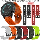 Ремешок силиконовый для спортивных наручных часов Suunto 9 Spartan, браслет для смарт-часов Suunto 7 D5, 24 мм