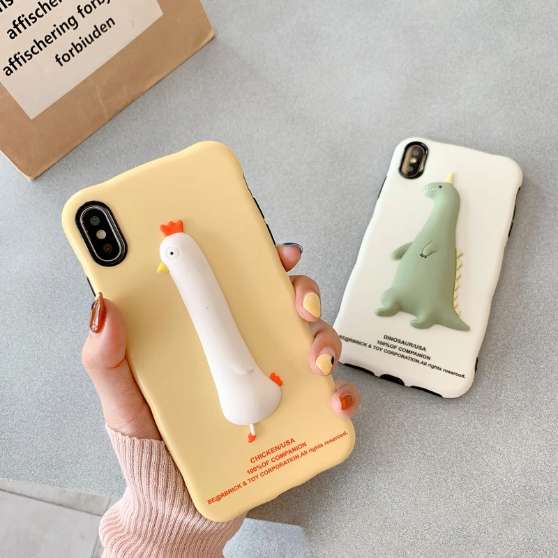 GlamPhone чехол стерео цыпленок динозавр чехол для телефона для iPhone11ProMAX X XS Max XR Мягкий силиконовый чехол для iPhone 7 8 6 6s Plus чехол