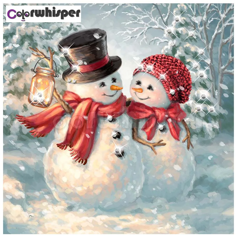Алмазная картина полностью квадратная/круглая дрель Снеговик Снежная сцена 5D