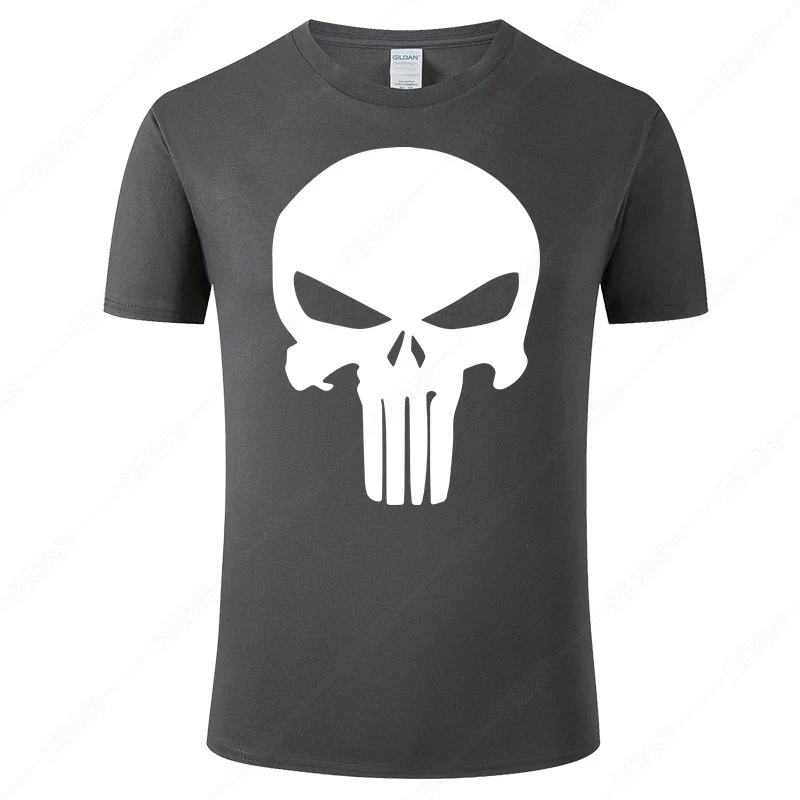 

100% Cotton Punisher T Shirt Men Women 2021 Summer Short Sleeve Skull Print T-shirt Harajuku Tops Cool Tee Brand Clothes J41