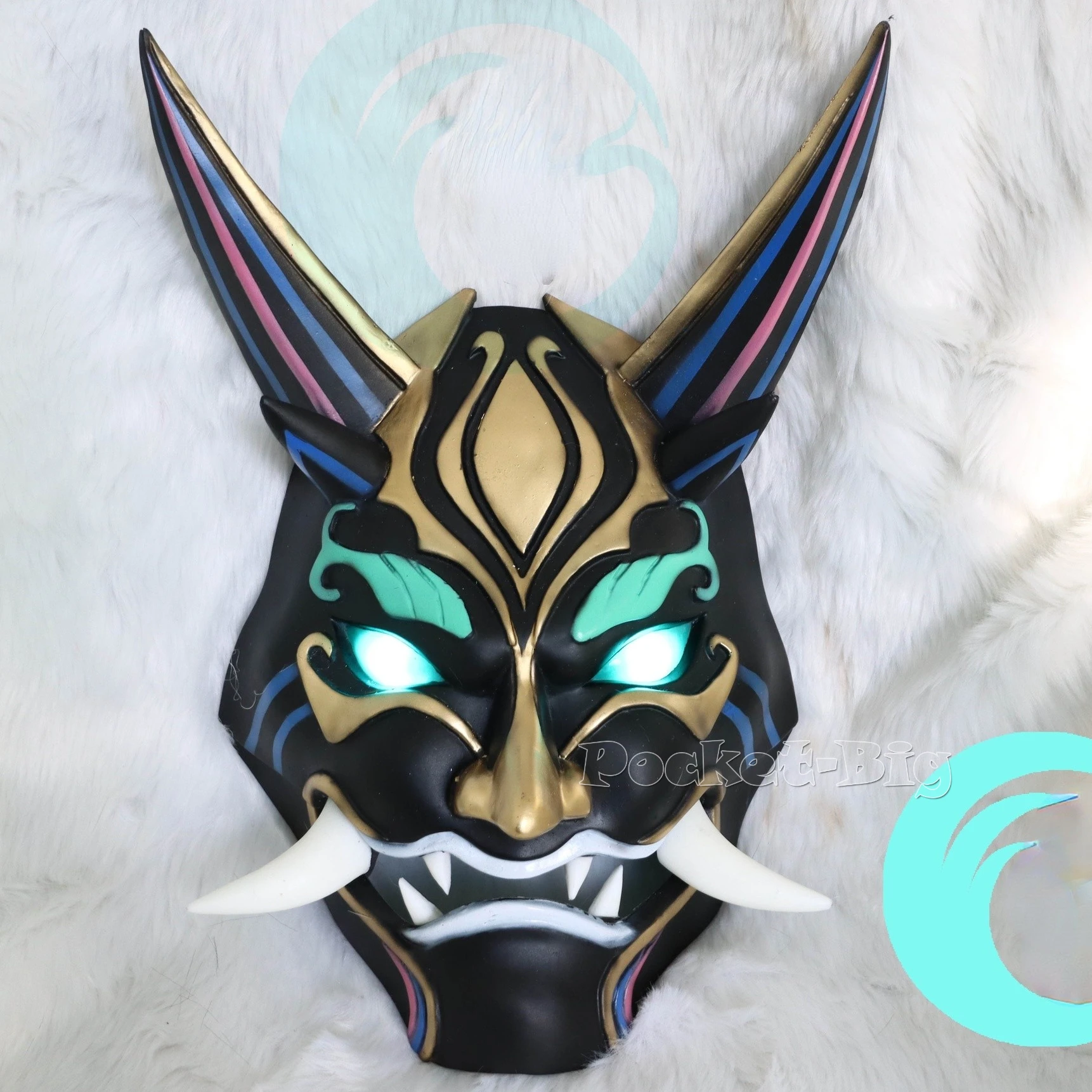 

Genshin Impact Xiao Mask Xiao Cosplay Headgear Anime Cosplay Prop Halloween Cosplay Costume Accessories Eye Glowing LED Mask