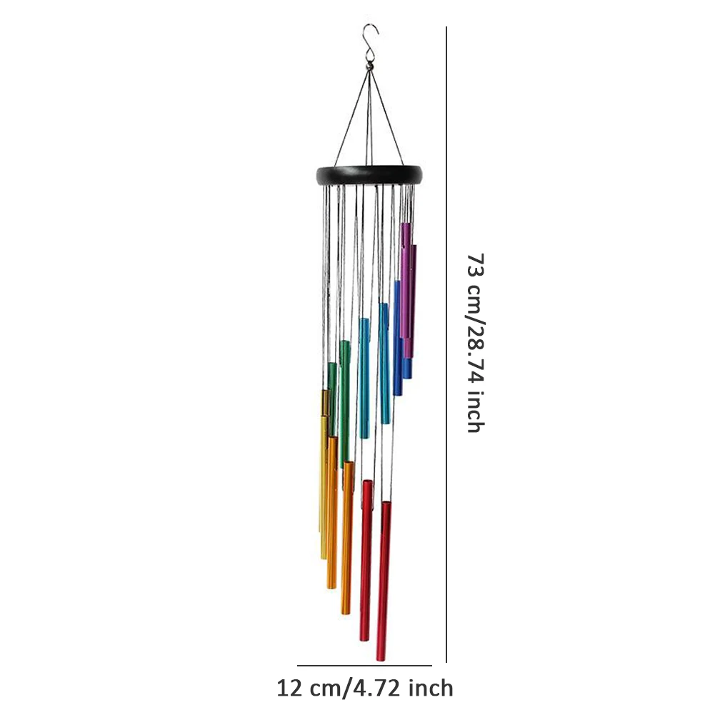 

14 Tubes Wind Chime Metal Colorful Rotating Tubes Garden Hanging Bell Ornament for Outdoor Patio Yard Home Decor Wind Chime
