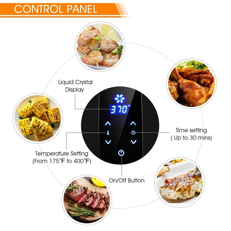 

COSTWAY 1500 W 4.8 Quart Electric LCD Touch Screen Timer Air Fryer Adjustable Temperature Control Black White Air Fryers EP23109
