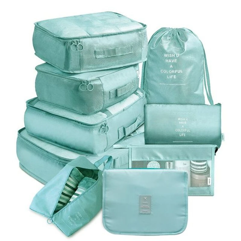 9Pcs/set Travel Clothes Classification Storage Bag For Packing Cube Shoe Underwear Toiletries Organizer Pouch Travel Accessories