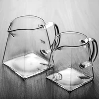 heat resisting clear glass tea pitcher square creative chinese tea set accessory chahai milk glass pitcher coffee pot water jug
