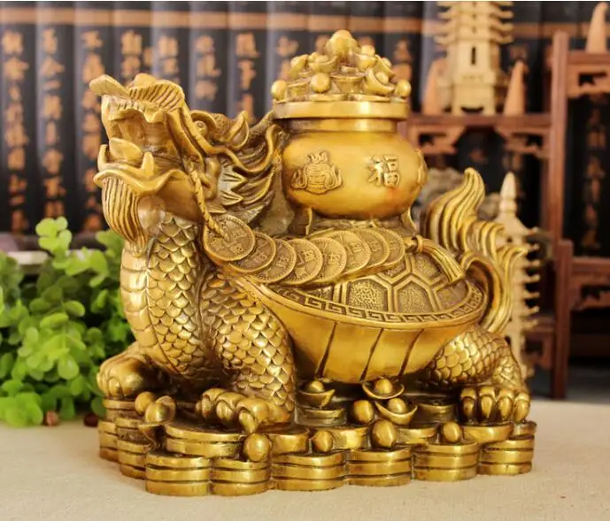 Brass Fengshui Tortoise Jubao Pot Arrangements Dragon Turtle Home Decorations | Дом и сад
