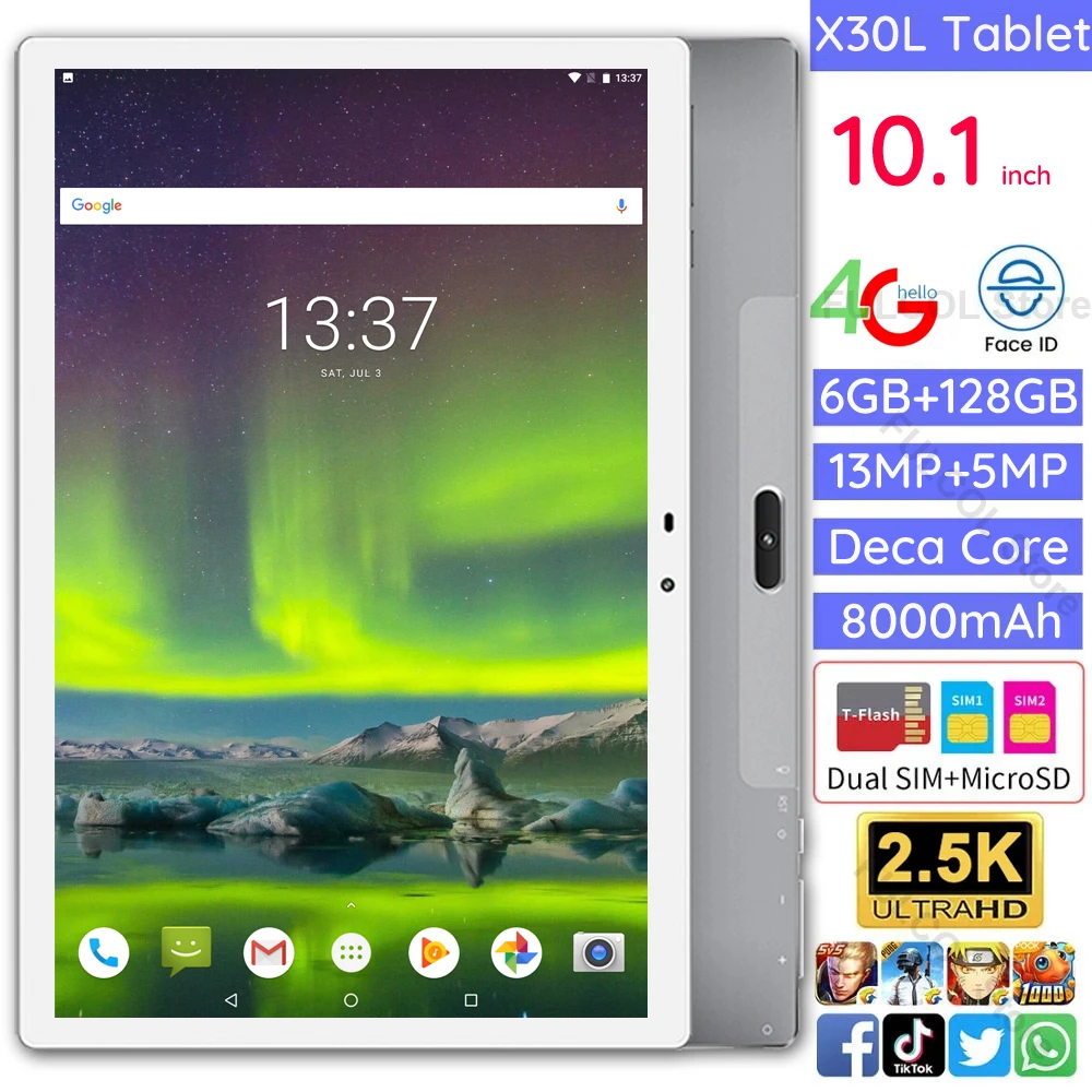

Планшет на Android, экран 10,1 дюйма, десять ядер, 6 ГБ + 1920 ГБ