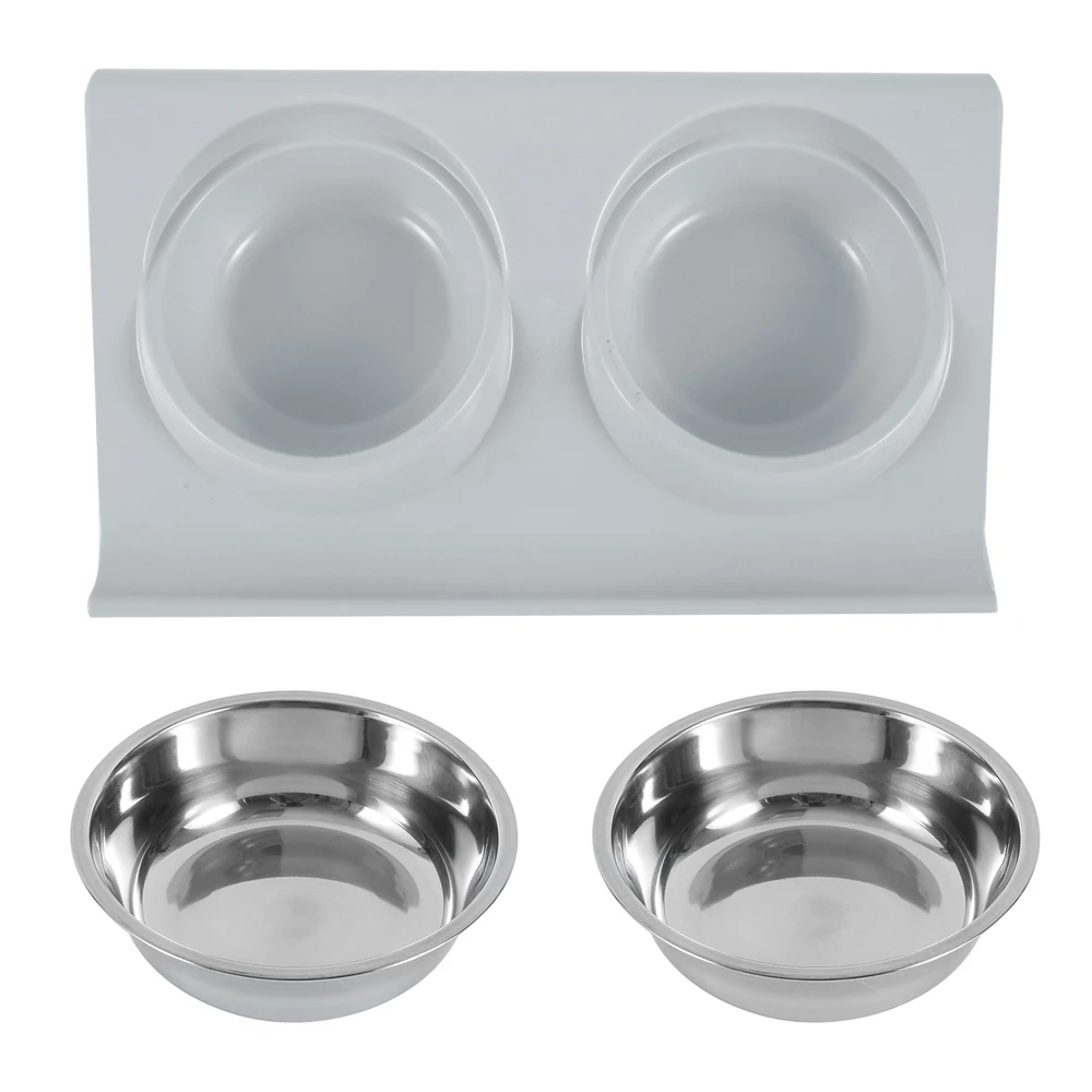 Двойная миска для домашних животных класс еды пластик нержавеющая ПЭТ котенок