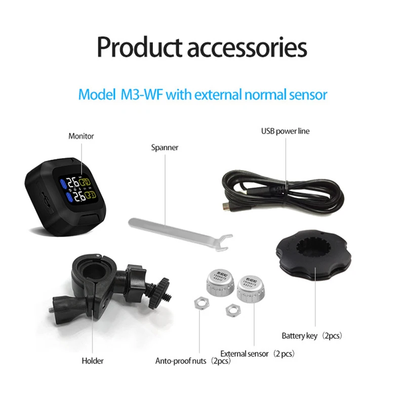 Оригинальный CAREUD беспроводной мотоцикл TPMS система контроля давления в шинах