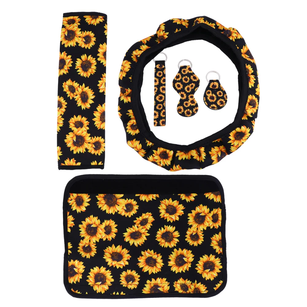 1 комплект Подсолнух чехол для ремня безопасности рулевого колеса аксессуаров