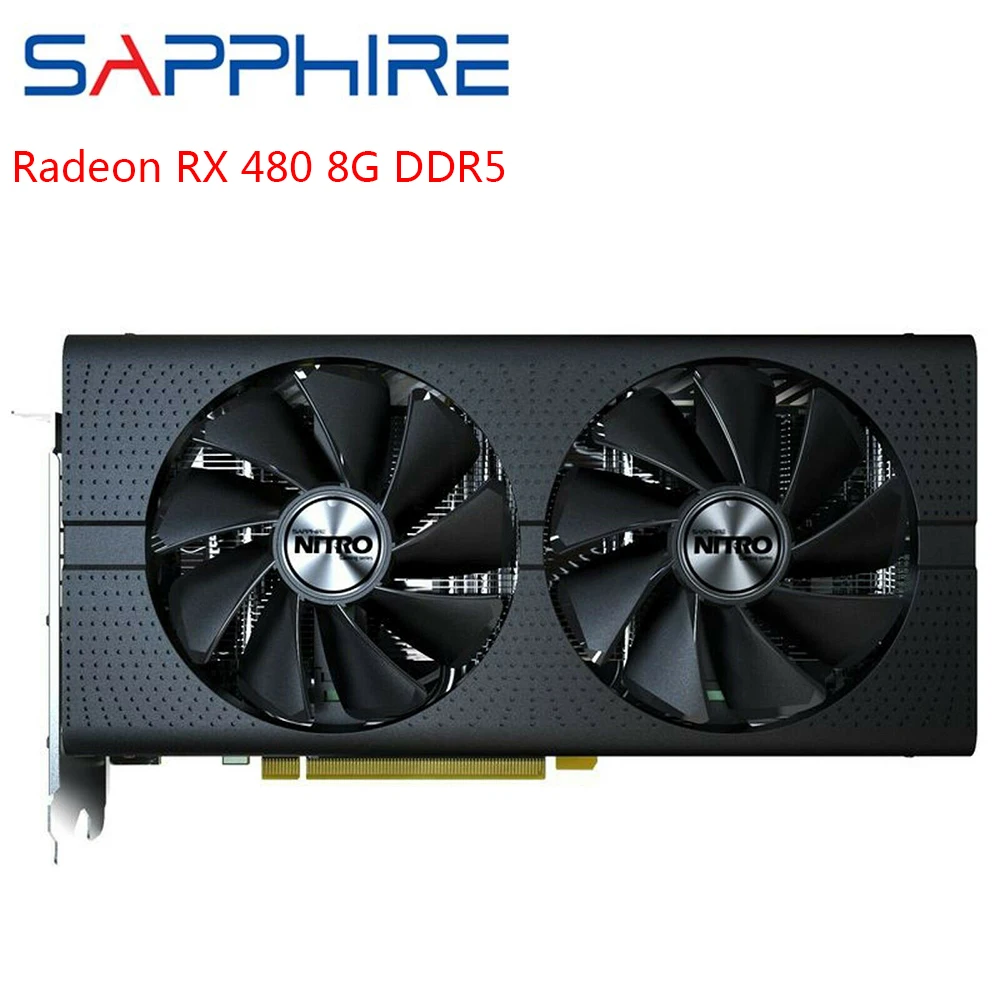 Видеокарта SAPPHIRE AMD Radeon RX480 для игрового ПК GPU 256 бит 8 ГБ GDDR5 б/у карта геймеров |