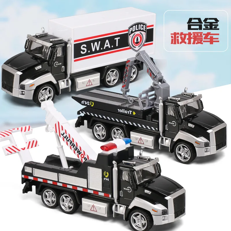 

1:48 scale metal truck mode simulation alloy truck model Rescue truck crane truck transport vehicle toys for children