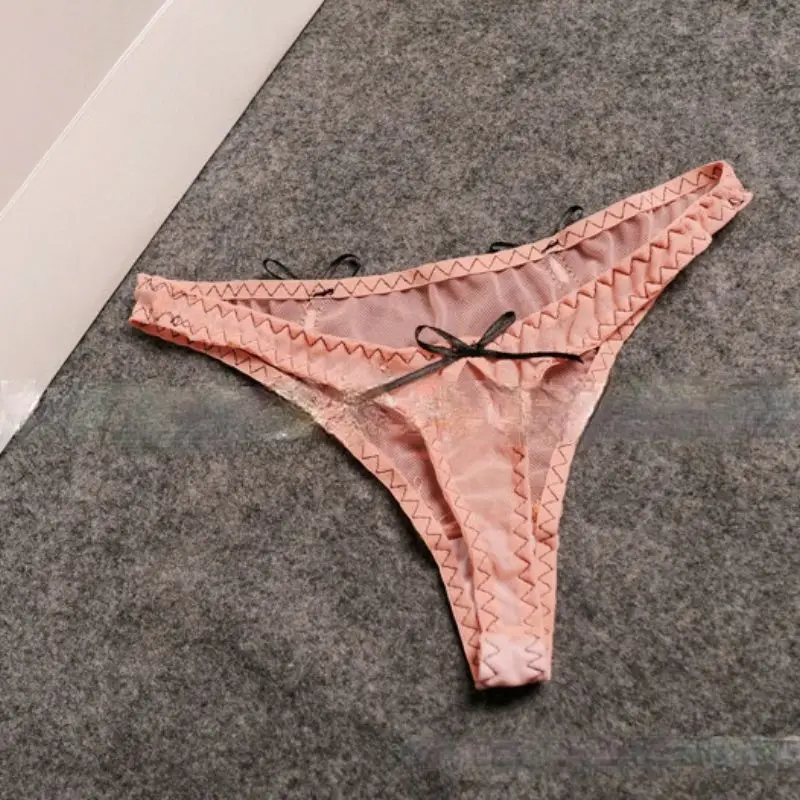 

Temptation sexy lingerie female foreign trade sexy pink band steel gauze nightdress two-piece set with T pants sexy lingerie