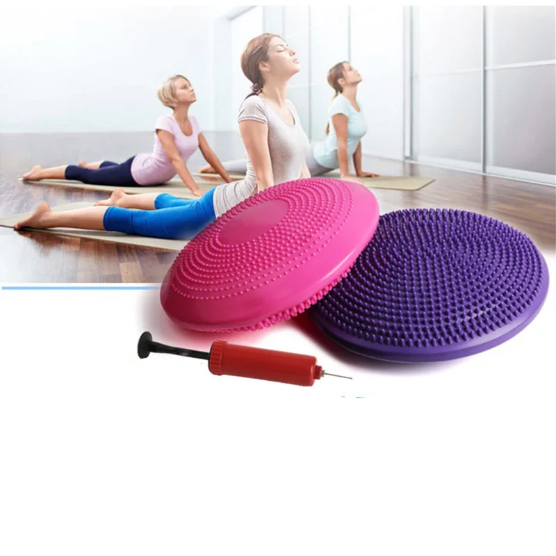 Online Yoga Bola Seimbang Kebugaran Piring Pijat Bantal Stabilitas Disk Wobble Pad Pergelangan Kaki Papan Lutut Tikar Bola Dengan Pompa