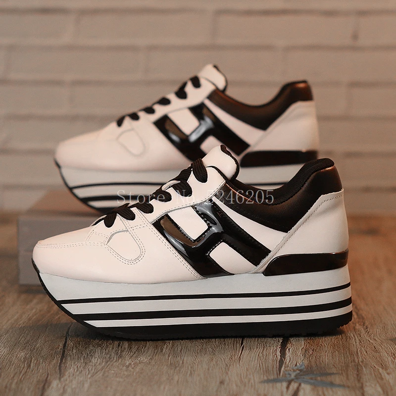 Женские кроссовки из натуральной кожи на платформе со шнуровкой|Женские и кеды| |