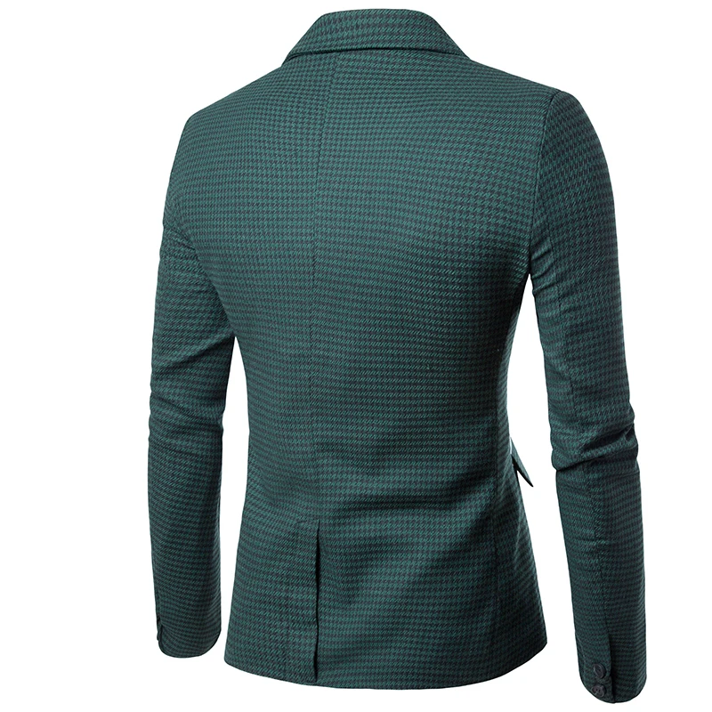 Мужской Клетчатый Блейзер однобортная куртка для свадьбы и вечерние