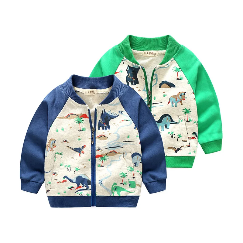 

Autumn Fashion Boys Clothes Boys girls Jacket Cotton Spring Kids coats Dinosaur embroidery Zipper Coat Baseball Sweatershirt
