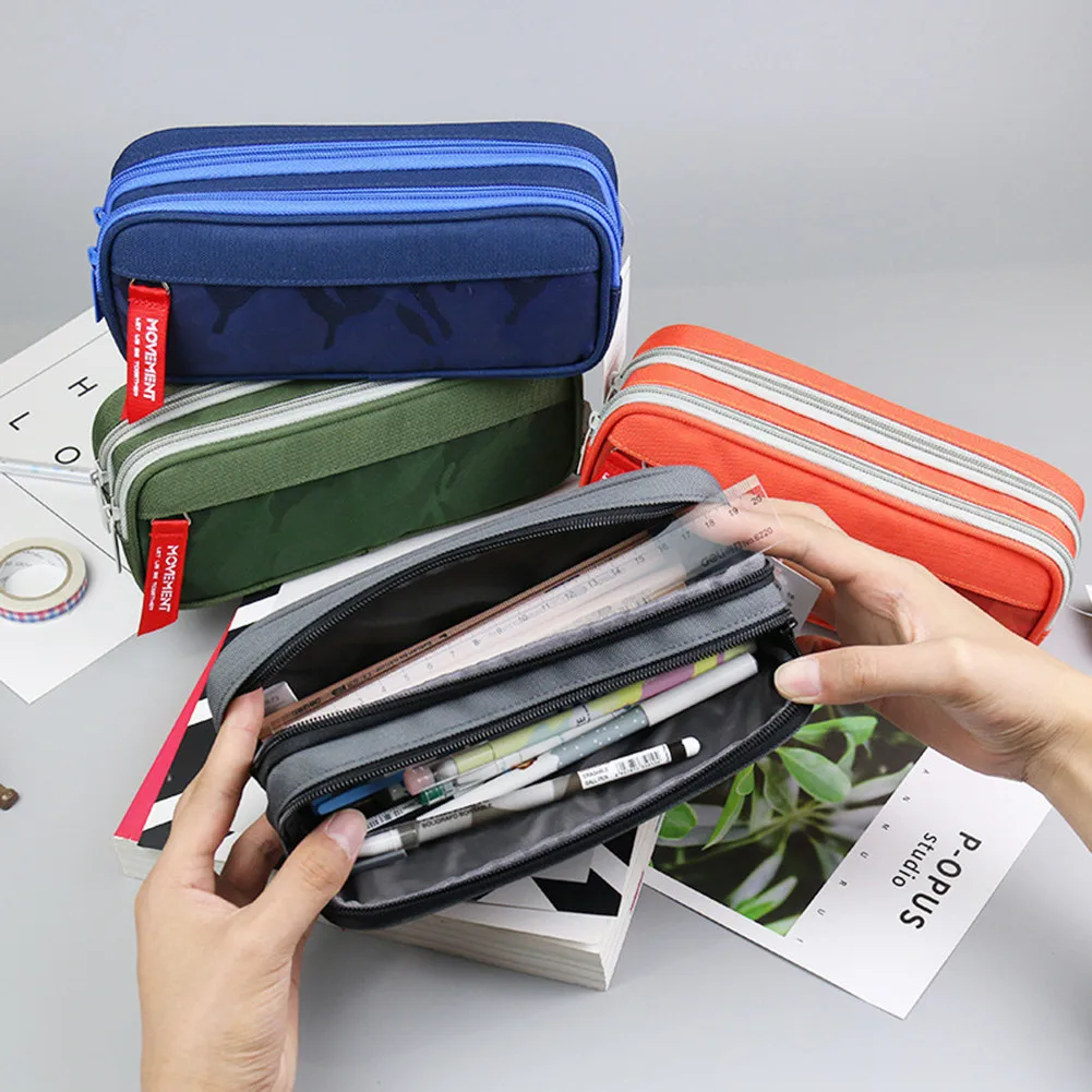 

Stationery Pencil Box Double Face Canvas Storage Pouch Large Dual Side Pencilcase For Boys Girls Student Gift School Stationery