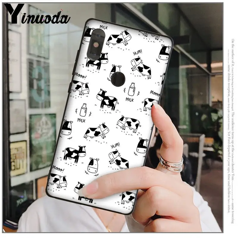 Yinuoda White Black Cow spots Symbol Pattern Cell Phone Case for Xiaomi Mi Note 2 3 MIX 2 2S Redmi 5 5Plus 6 6Pro 6A Note 5 5A