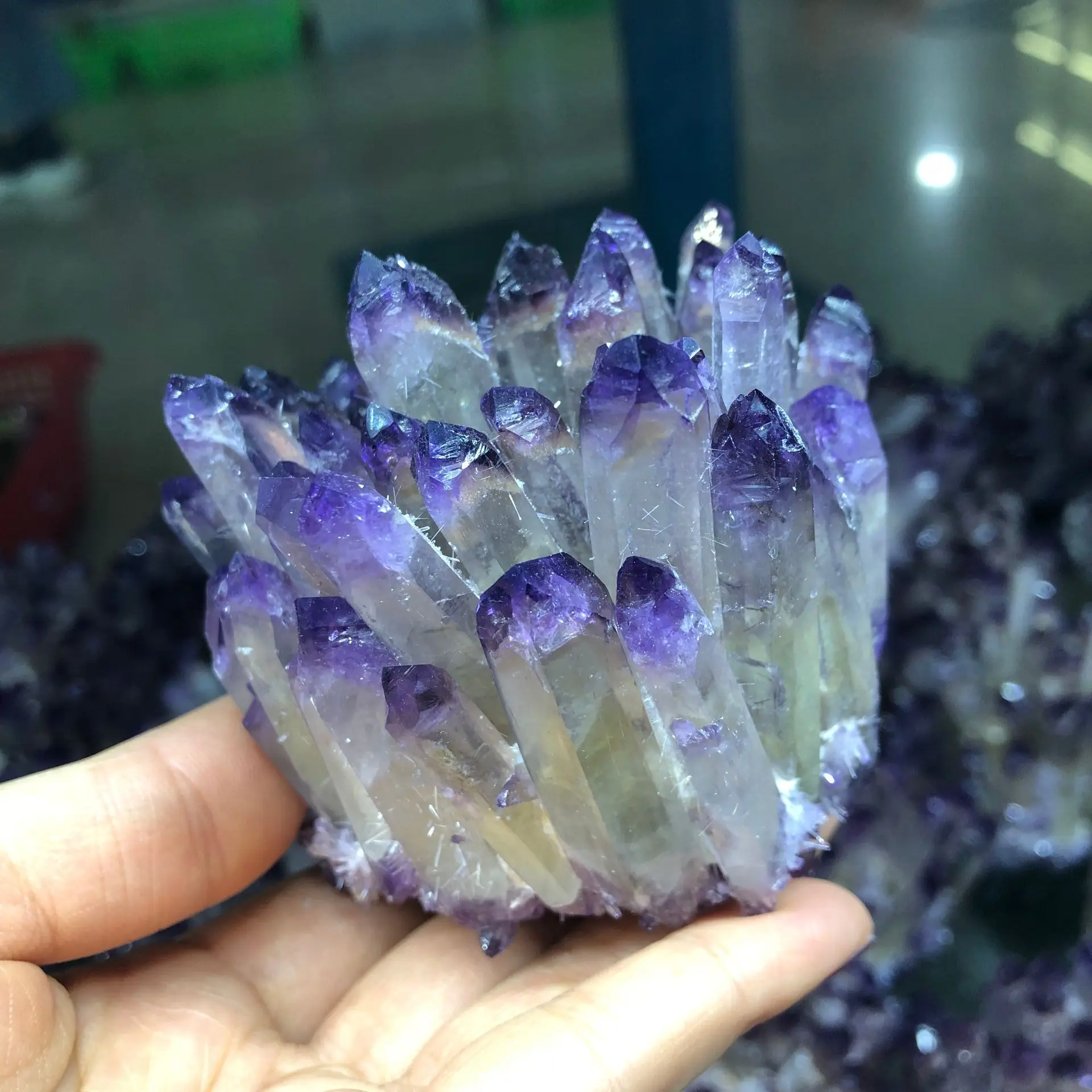 300-400 г натуральный Призрак фиолетовый кварцевый кристалл Cluster Point Healing Stone |