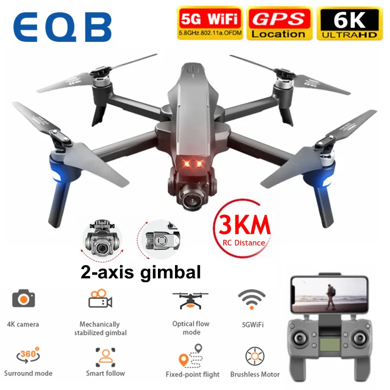 

Professional GPS Drones with 6K 4K 2 Axis Gimbal Camera RC Distance 3KM 5G WiFi Brushless Self Stabilization FPV Dron Quadcopter