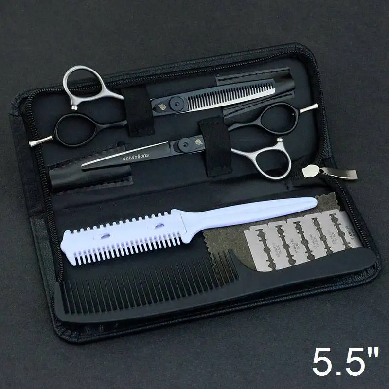 6025B55-Kit Case 5,5/6,0 Профессиональные Японские Стальные Парикмахерские ножницы парикмахерские ножницы набор парикмахерских бритв Горячая Парикмахерская стилист набор ножниц - Цвет: 6025B55-Kit Case