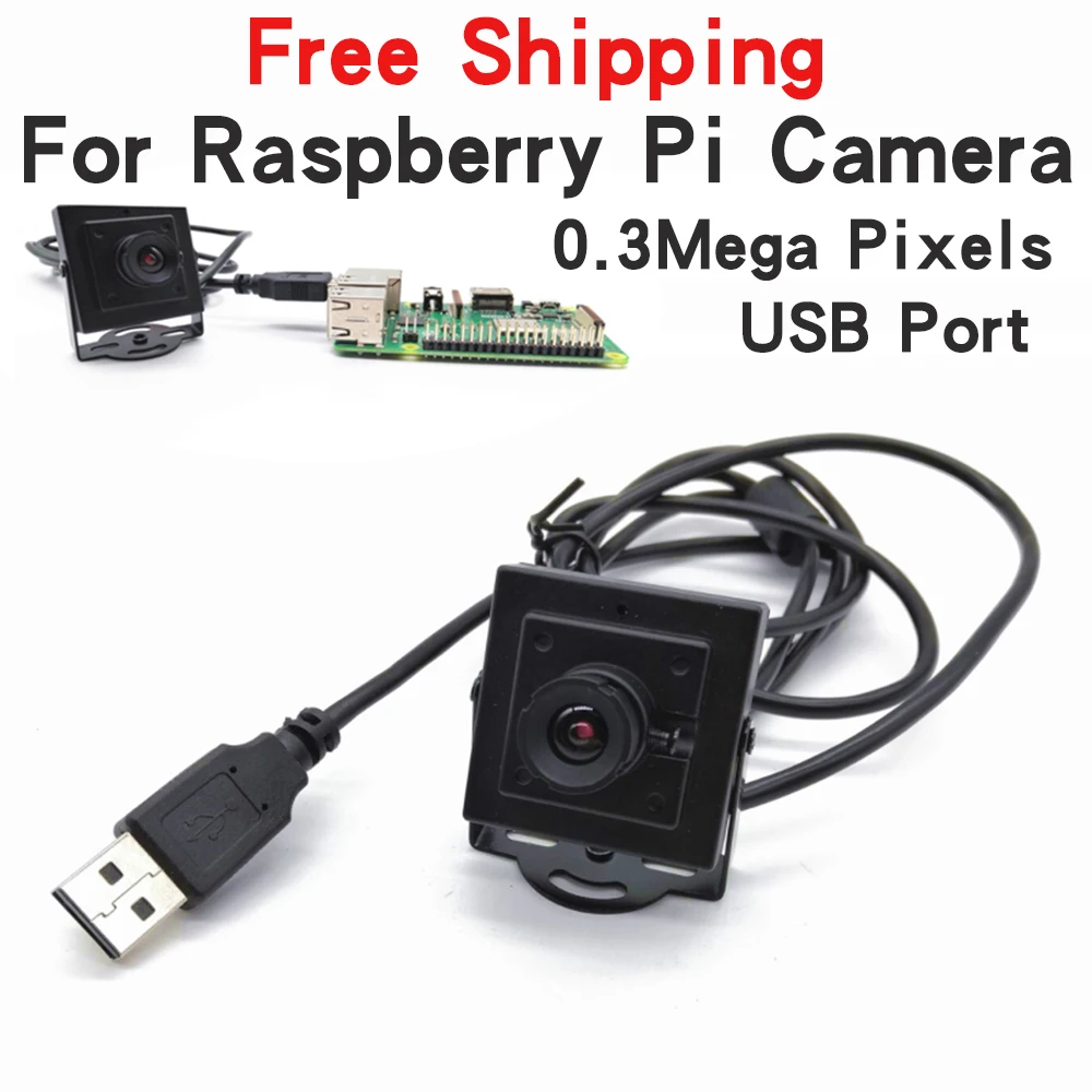 

0.3 Mega Pixels Digital Camera for Raspberry Pi 3/4 Model B/B+ 640X480 CMOS Rotatable metal shell USB Port Manual Focus DIY Kit