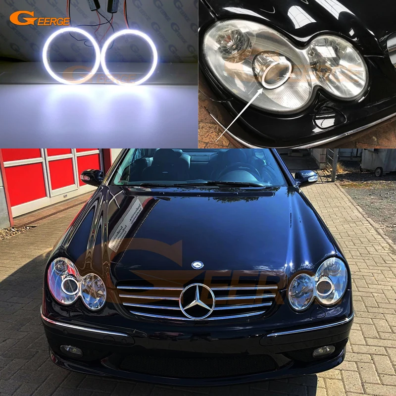 Отличные ультра яркие COB комплект светодиодов глаза ангела halo Кольца для Mercedes Benz
