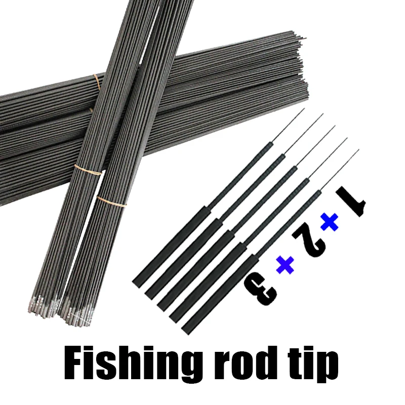 

4.1mm-6.4mm 5 pieces Fishing rod tip Spare 1,2,3 sections stream fishing rod full Short size hollow carbon Accessories sturdy